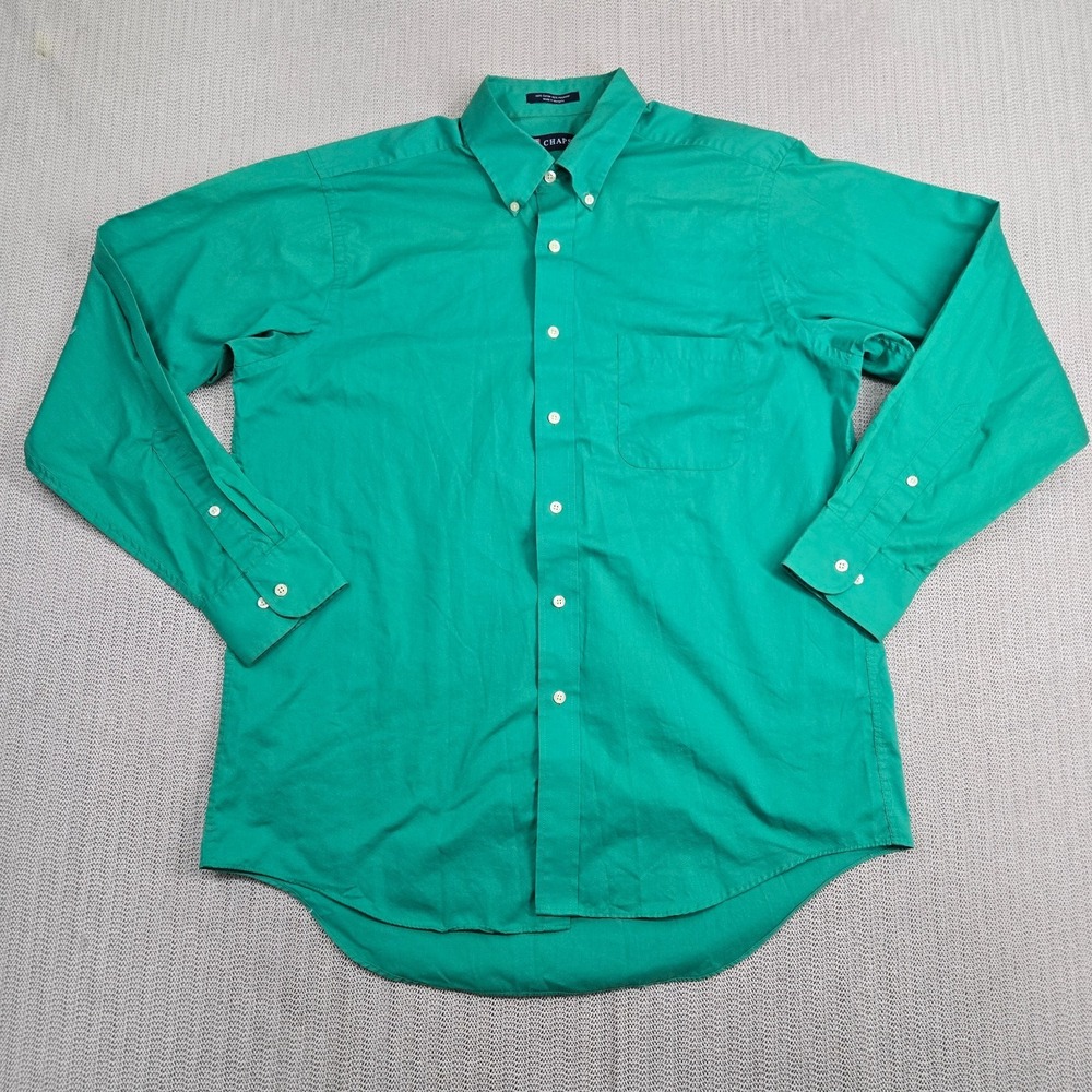 Chaps Ralph Lauren Shirt Mens Large Green Long Sleeve Button Uo Down Front
